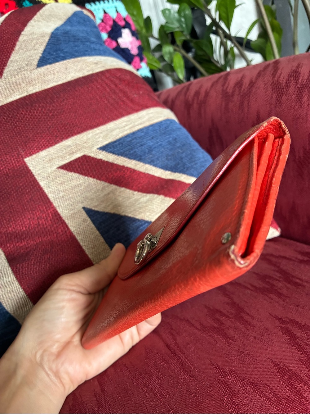 Salvatore Ferragamo Orange Pebbled Leather Clutch Purse with Original Papers - Picture 10 of 13